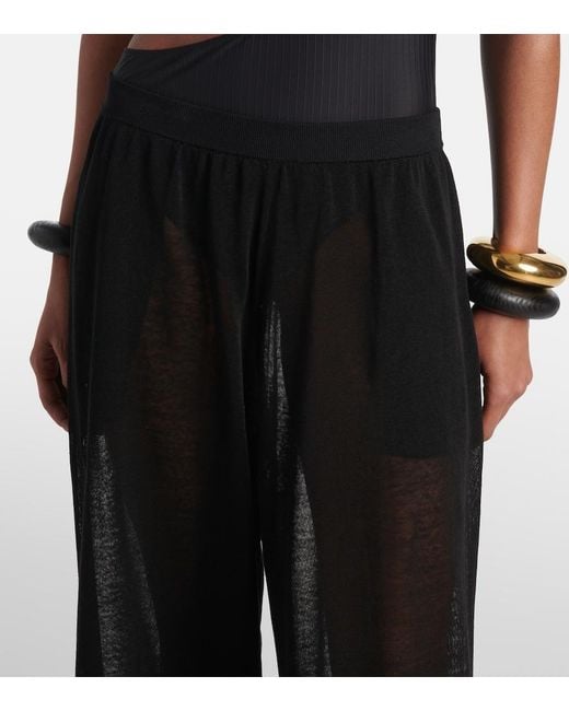 Alaïa Black Sheer Linen And Silk Wide-Leg Pants