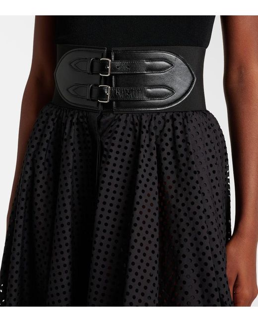 Alaïa Blue Cotton-Blend Midi Skirt