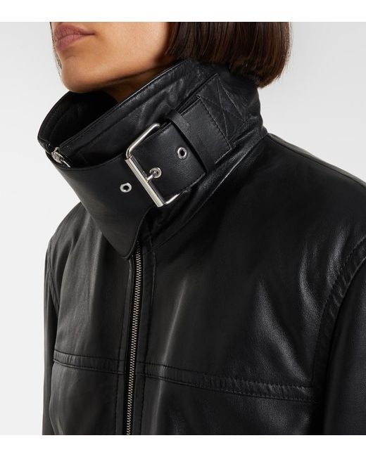 Sportmax Black Oversized Leather Jacket