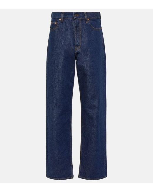 Jeans a gamba larga e vita bassa di Gucci in Blue