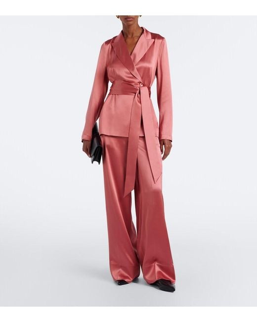 Joseph Red Archer Belted Silk Satin Jacket