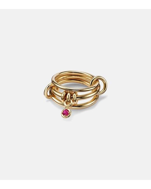 Spinelli Kilcollin White Sapphire Embellished Linked Gold Rings