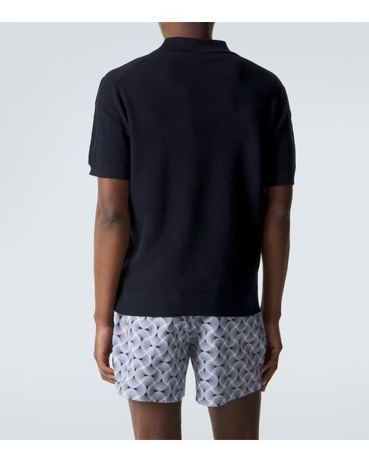 Frescobol Carioca Blue Rino Cotton And Silk Polo Shirt for men