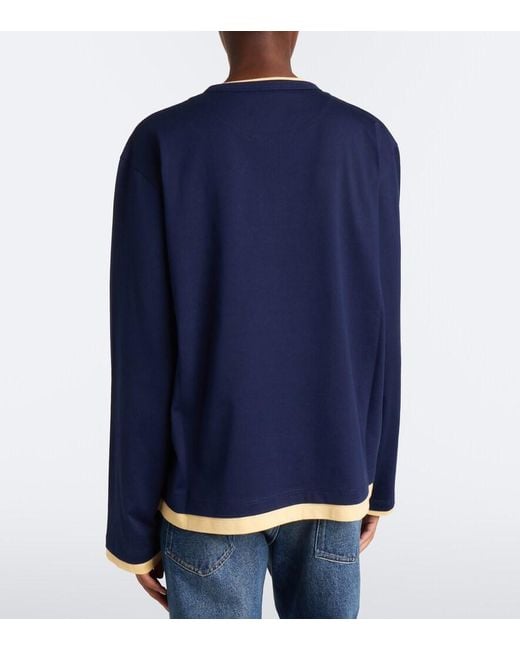 Miu Miu Blue Layered Cotton Jersey Henley Shirt