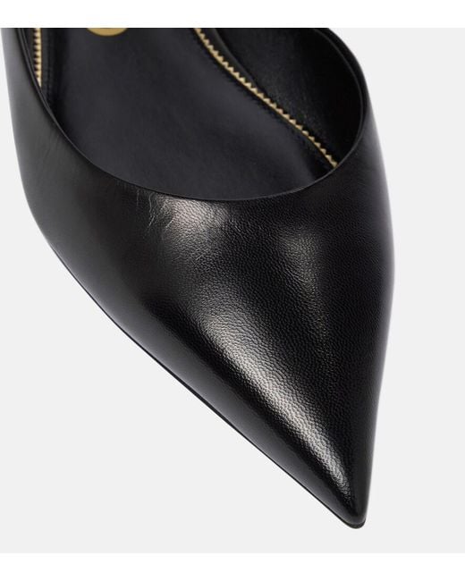 Tom Ford Black Padlock Leather Slingback Flats