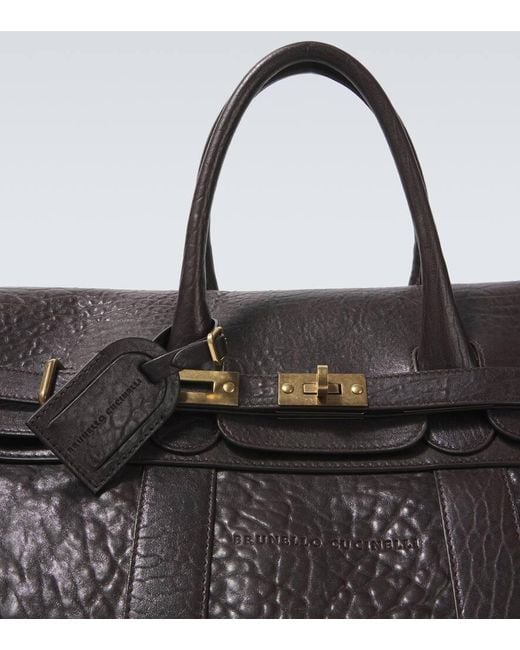 Brunello Cucinelli Weekender Aus Leder in Black für Herren