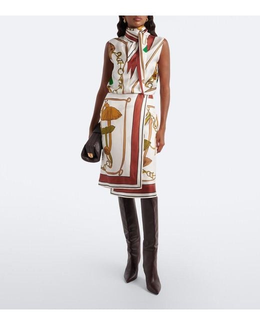 Dorothee Schumacher Red Cosmic Funghi Printed Silk Twill Wrap Skirt