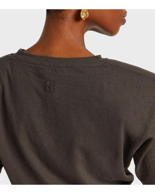 Magda Butrym Black Gathered Cotton And Silk T-Shirt