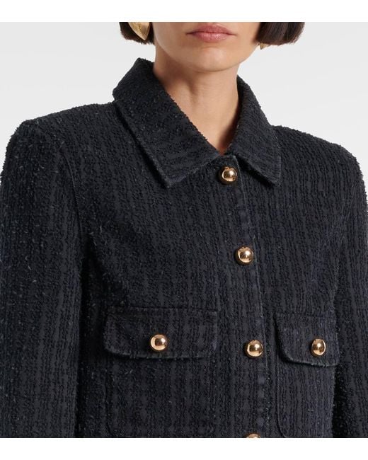 Self-Portrait Blue Embellished Cropped Denim Jacket