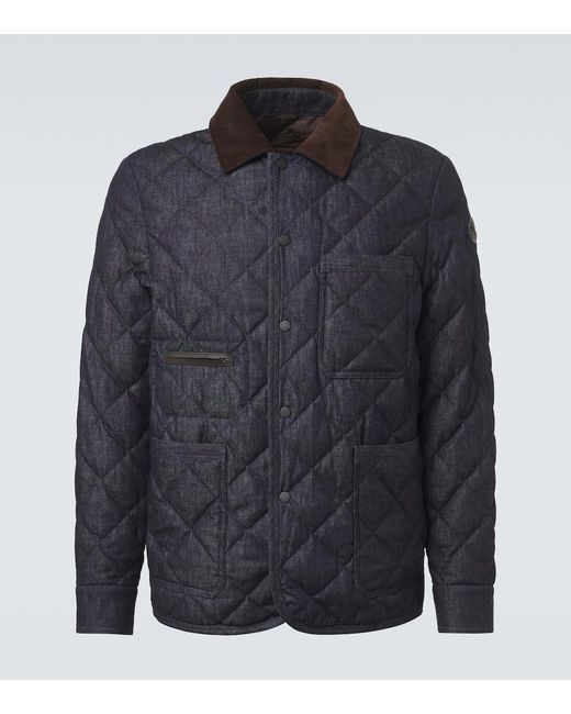 Moncler Blue Quilted Denim Down Jacket for men