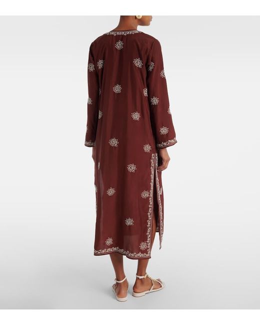 Tunique Brodee En Soie A Fleurs Juliet Dunn en coloris Red