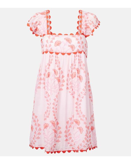 Juliet Dunn Pink Bedrucktes Minikleid Aus Baumwolle