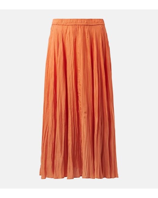 Joseph Orange Sully Silk Midi Skirt