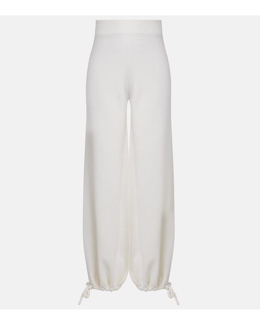 Max Mara White Virgin Wool Wide-Leg Pants