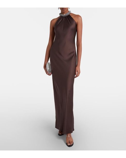 Jonathan Simkhai Purple Embellished Satin Gown