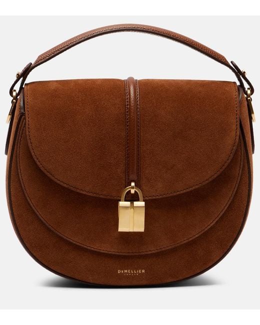 DeMellier London Brown Siena Leather-Trimmed Suede Crossbody Bag