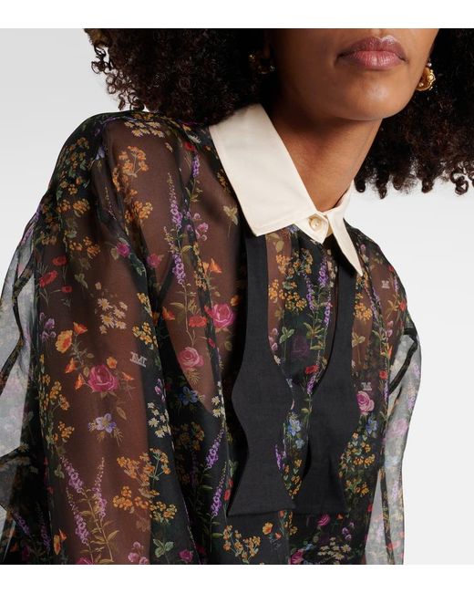 Camisa Marocco de organza floral Max Mara de color Black