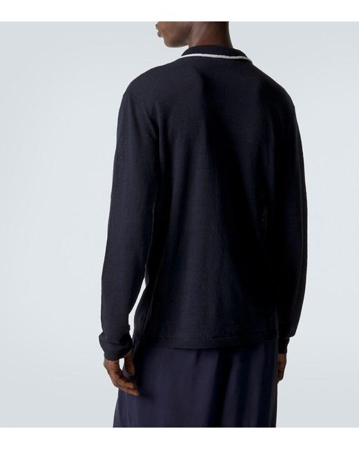 Giorgio Armani Blue Linen And Silk Polo Sweater for men