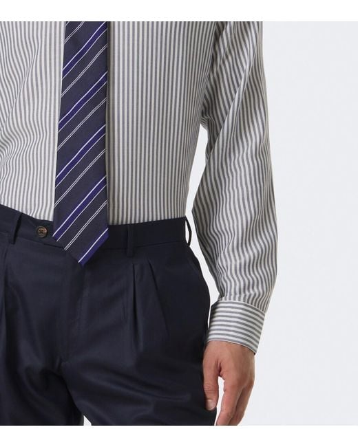 Eleventy Gray Striped Twill Shirt for men