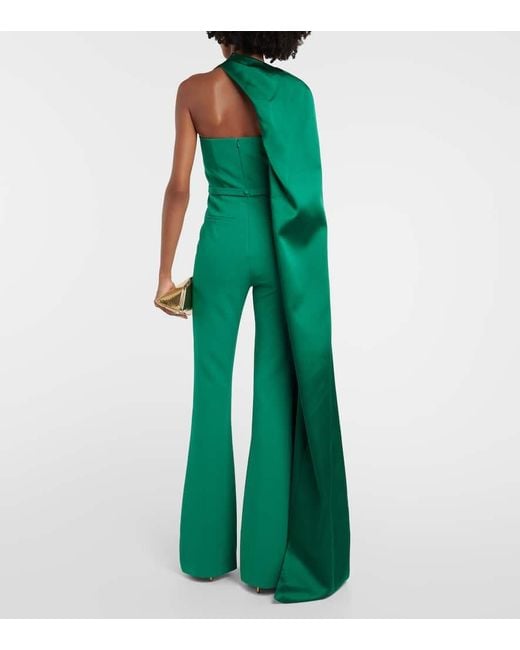 Safiyaa Green Lollian Marmont Caped Jumpsuit