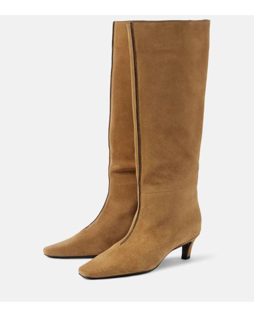 Totême  Brown Wide Shaft Suede Knee-High Boots