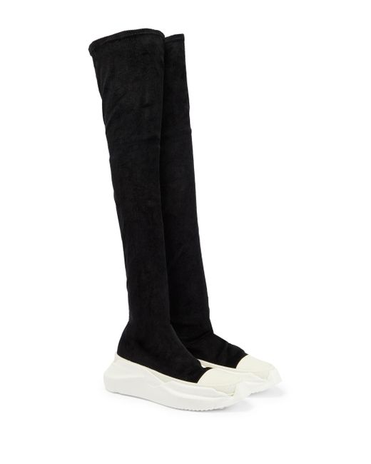 Rick Owens Black Abstract Over-the-knee Corduroy Boots