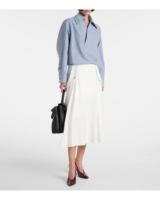 Bottega Veneta White Pleated Midi Skirt