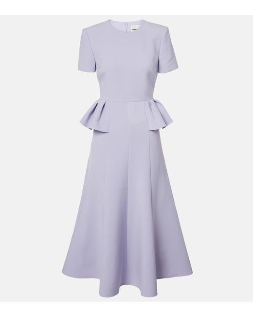 Roland Mouret Purple Peplum Crepe Midi Dress
