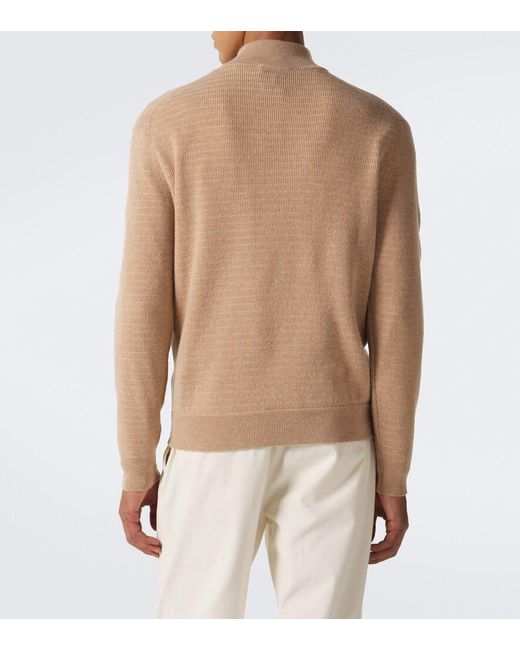 Canali Natural Knitted Wool And Cashmere Zip-Up Sweater for men