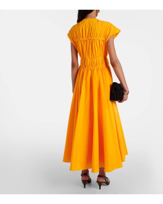 TOVE Yellow Ceres Gathered Cotton Midi Dress