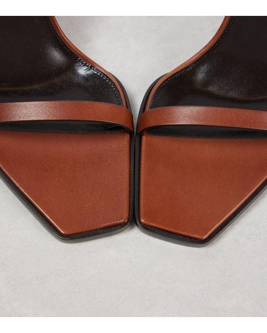 Saint Laurent Brown May 90 Leather Wedge Sandals