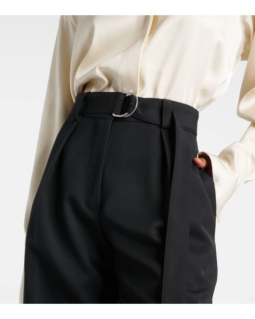 Pantalon ample a taille haute en laine Jil Sander en coloris Black