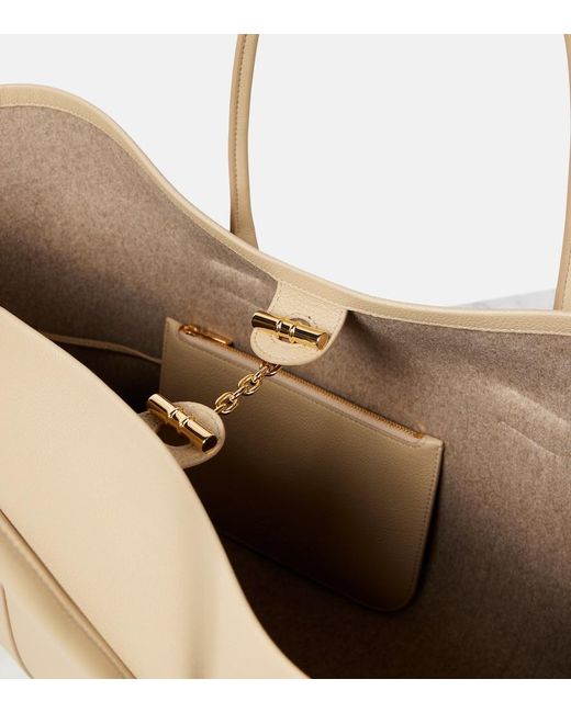 Loro Piana Natural Ghiera Large Leather Tote Bag