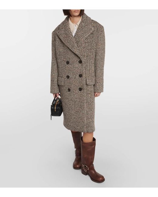 Miu Miu Brown Wool And Silk-Blend Boucle Coat