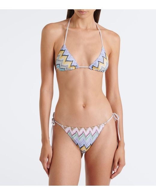 Missoni White Zigzag Lame Bikini