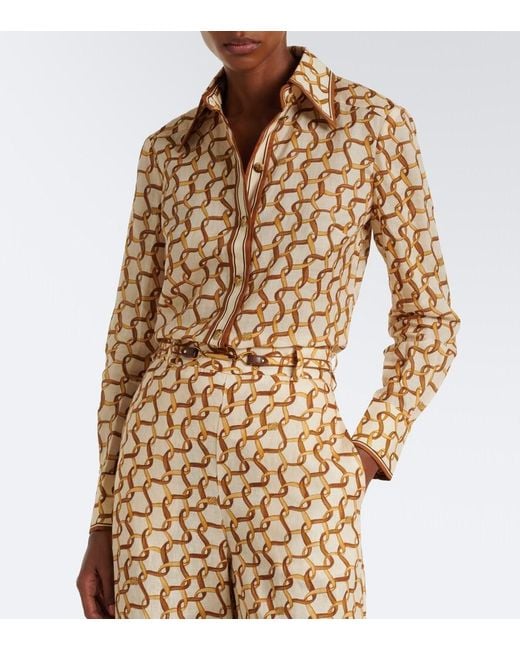 Zimmermann Natural Printed Ramie Shirt