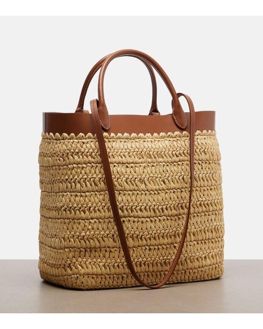 Prada Small Crochet Raffia Tote Bag in Metallic | Lyst UK