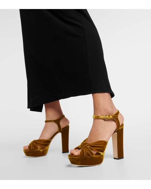 Jimmy Choo Metallic Heloise 120 Velvet Platform Sandals