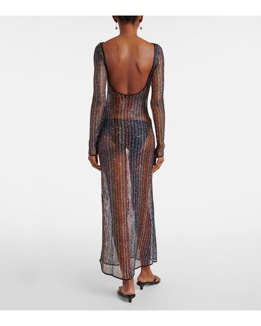 Missoni Purple Sheer Open-Back Maxi Dress