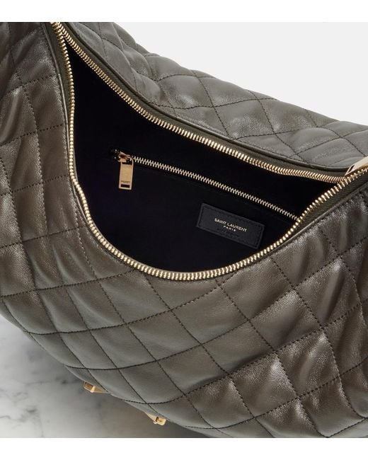 Saint Laurent Gray Icare Medium Quilted Leather Shoulder Bag