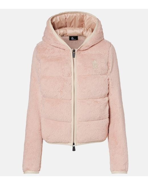 Moncler Pink Down-Paneled Zip-Up Hoodie