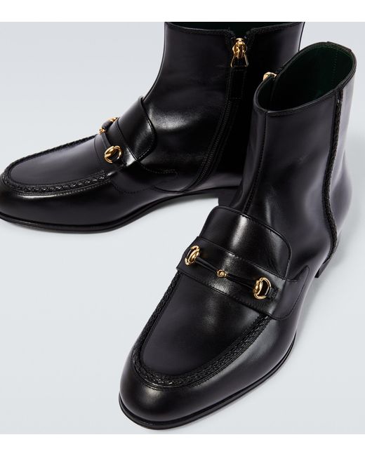 Gucci Horsebit Leather Ankle Boots in Black for Men Lyst