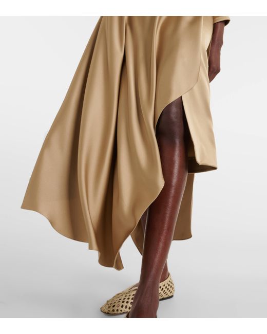 Loro Piana Natural Asymmetric Silk Maxi Skirt