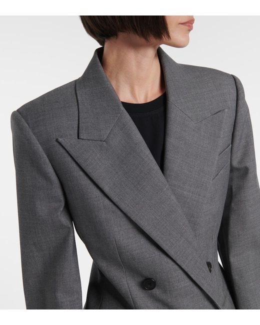 Givenchy Gray Double-Breasted Wool Blazer
