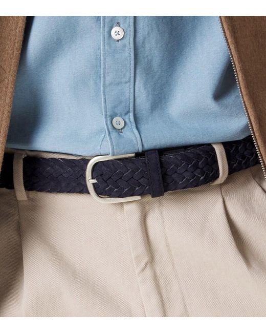 Canali Blue Braided Suede Belt for men