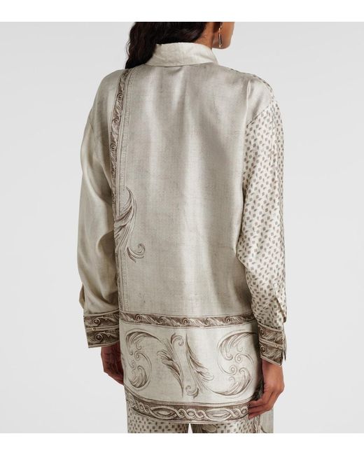 Max Mara Natural Grado Printed Silk Satin Shirt