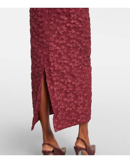 ROTATE BIRGER CHRISTENSEN Red Midikleid Lori Aus Jacquard