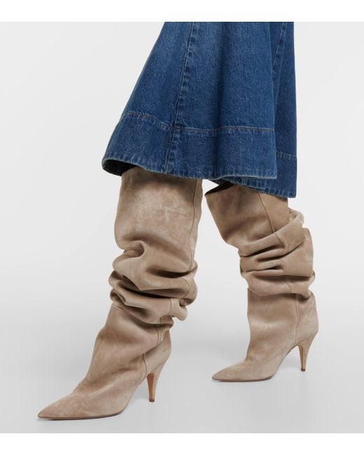 Khaite Natural River Suede Knee-high Boots