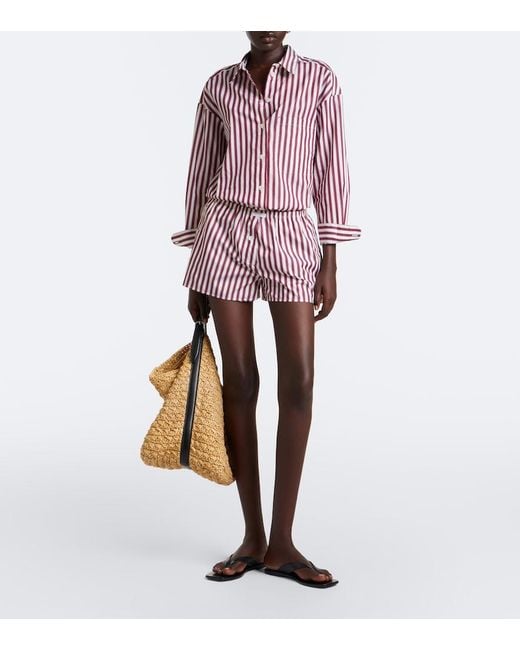 Eres Red House Striped Cotton Shorts