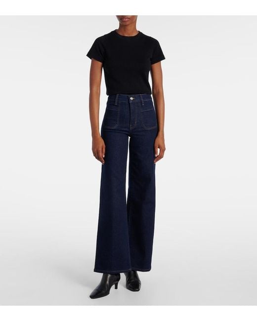 FRAME Blue Le Slim Palazzo Wide-Leg Jeans